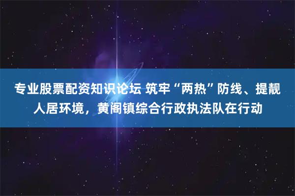 专业股票配资知识论坛 筑牢“两热”防线、提靓人居环境，黄阁镇综合行政执法队在行动